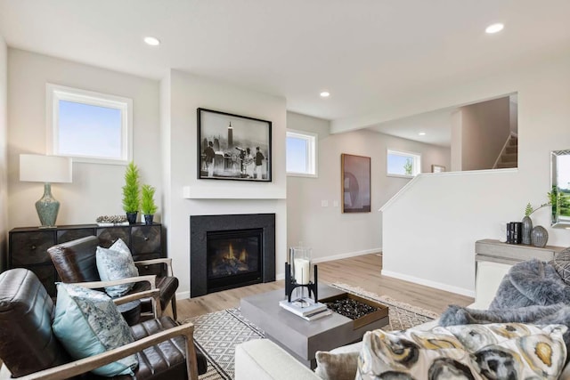 living room featuring light wood-type flooring