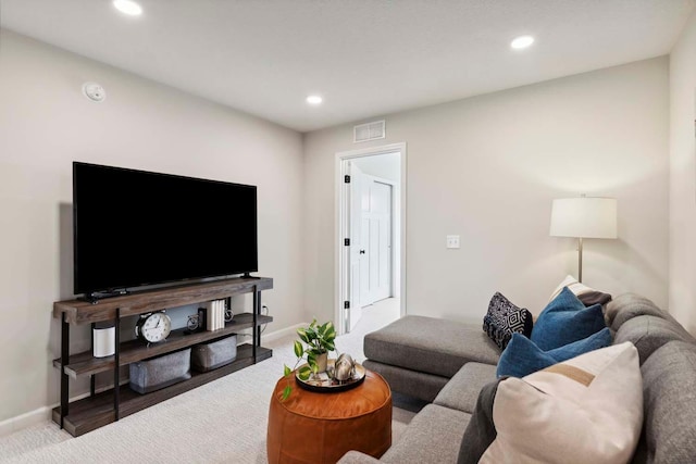 living room with carpet floors