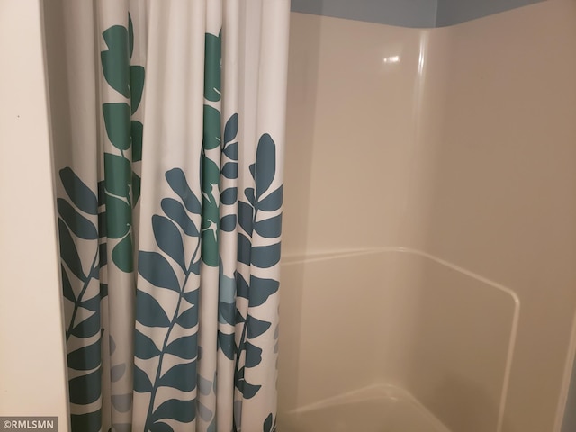 bathroom featuring a shower with shower curtain