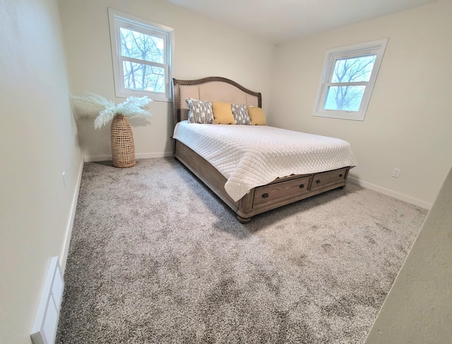 carpeted bedroom with multiple windows