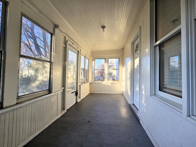 view of unfurnished sunroom