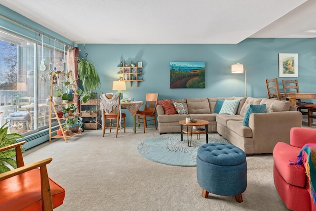 living room with carpet flooring