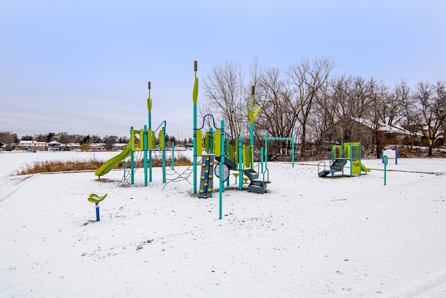 view of snow covered playground