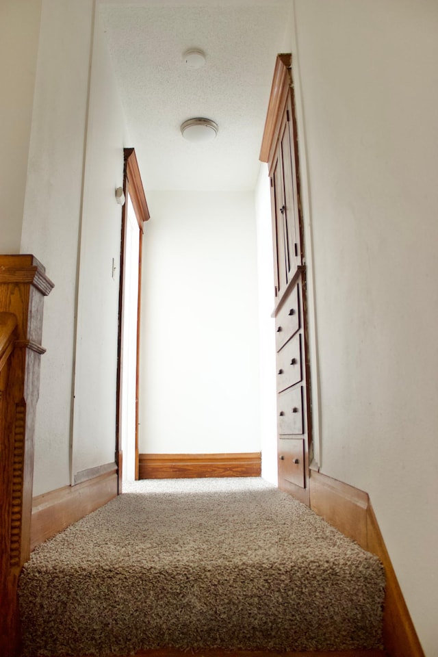 interior space with a textured ceiling