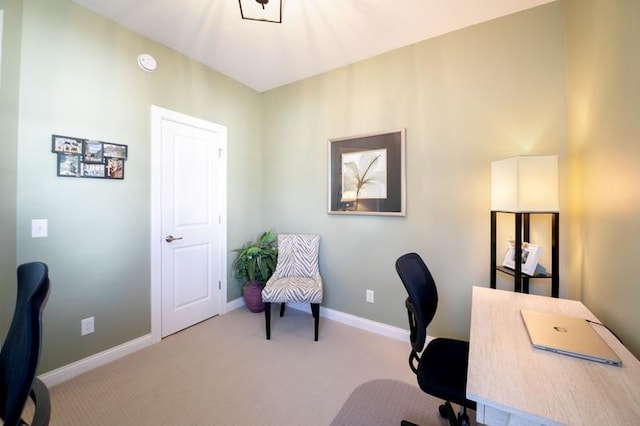 view of carpeted home office