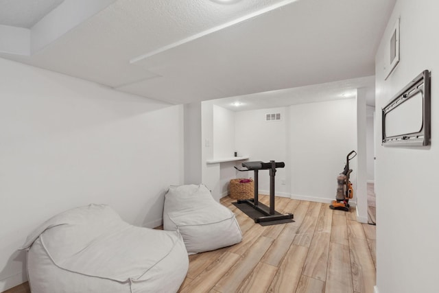 sitting room featuring light wood-type flooring