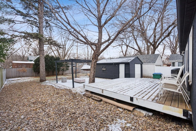 view of yard with an outbuilding and a deck