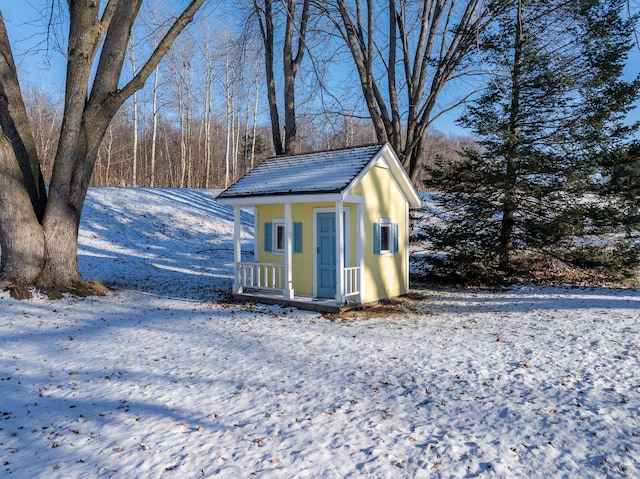 view of snow covered structure