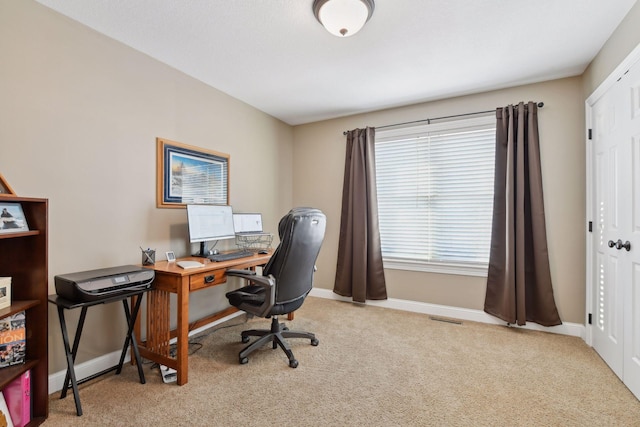 office area with light carpet