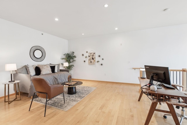 bedroom with light wood-type flooring