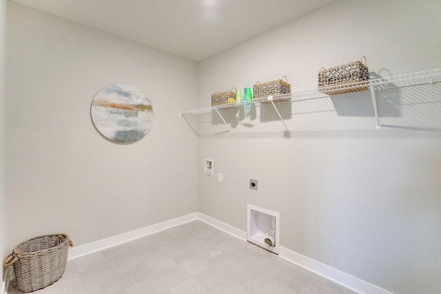 laundry room with washer hookup, laundry area, hookup for an electric dryer, and baseboards