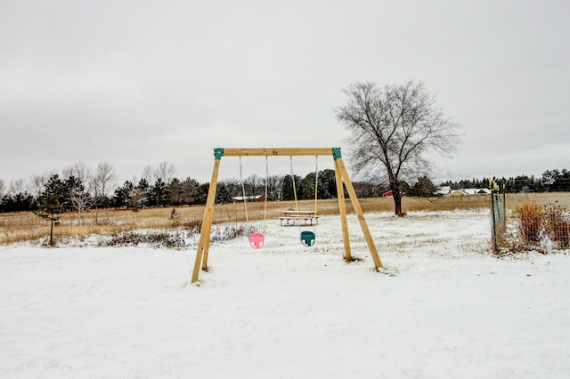 view of snow covered playground