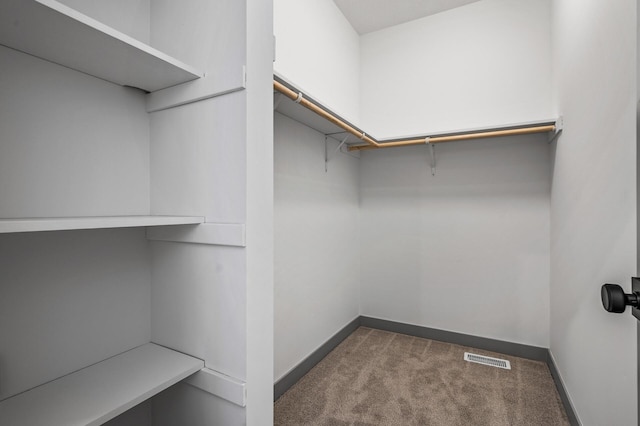 spacious closet with dark carpet