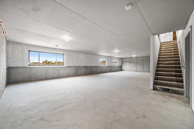 basement with a healthy amount of sunlight