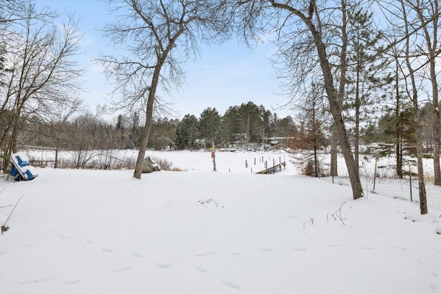 view of yard covered in snow