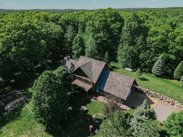 aerial view with a forest view