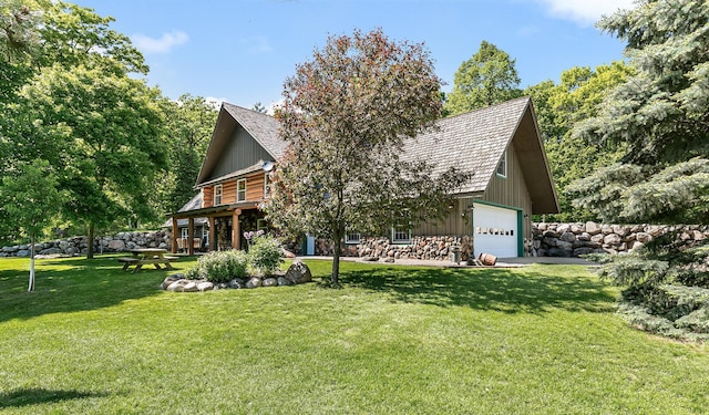 exterior space with a garage