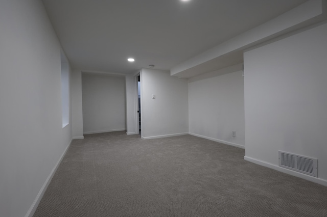 basement featuring carpet floors