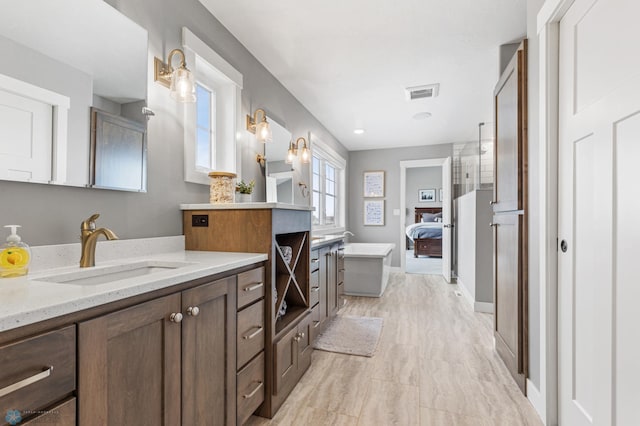 bathroom featuring vanity and a bathtub