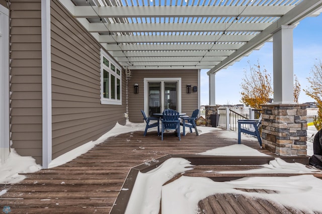 wooden deck featuring a pergola