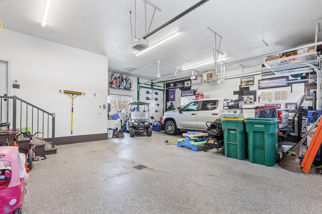 garage with a garage door opener