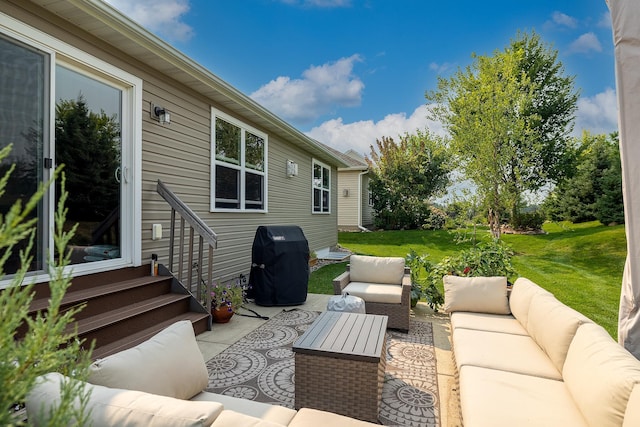 view of patio featuring area for grilling and an outdoor hangout area