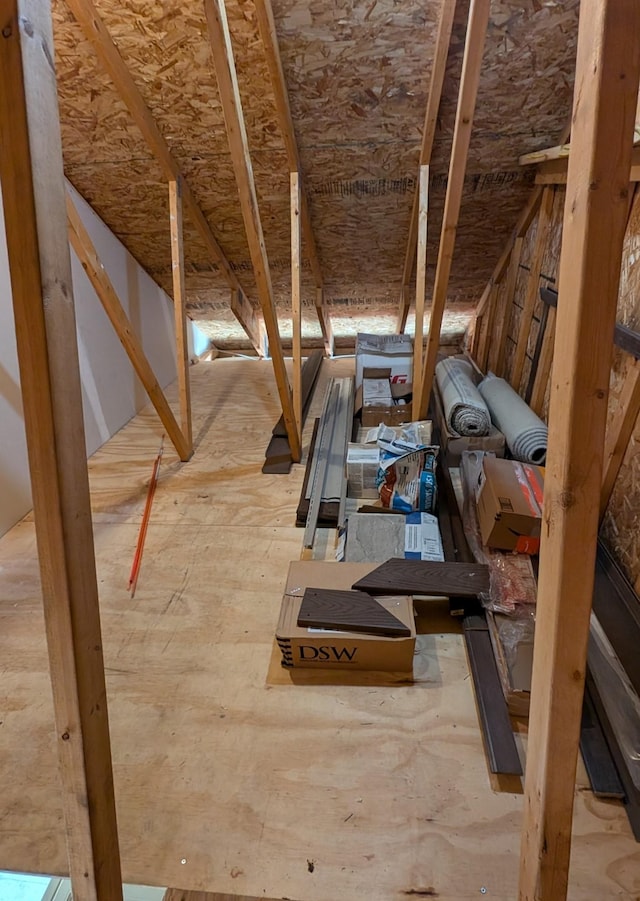 view of unfinished attic