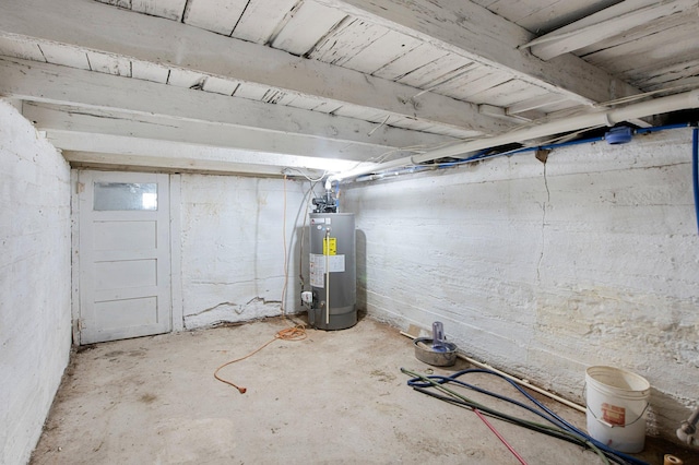 basement with water heater