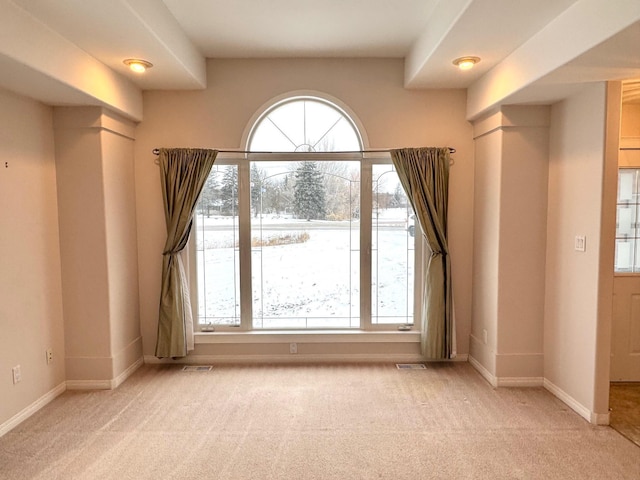 carpeted spare room featuring a wealth of natural light