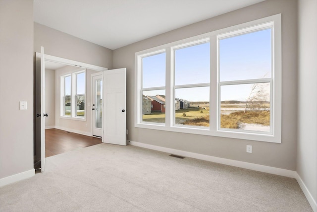 carpeted spare room featuring plenty of natural light