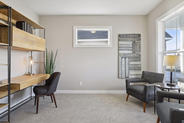 view of carpeted home office