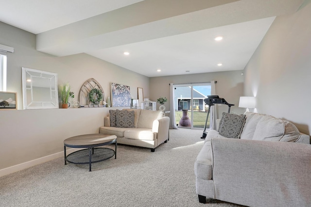 living room with light colored carpet