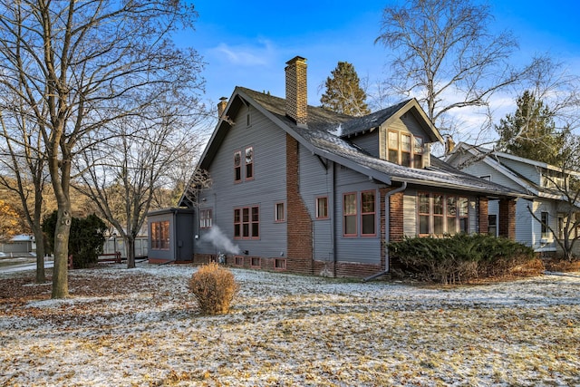 view of snow covered exterior