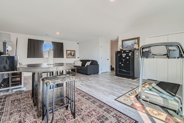 living room with hardwood / wood-style flooring