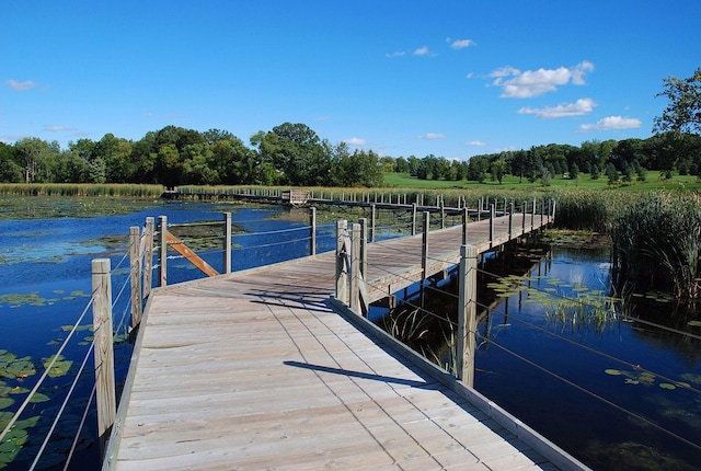 view of dock featuring a water view