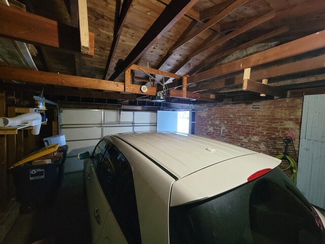 garage featuring wood ceiling