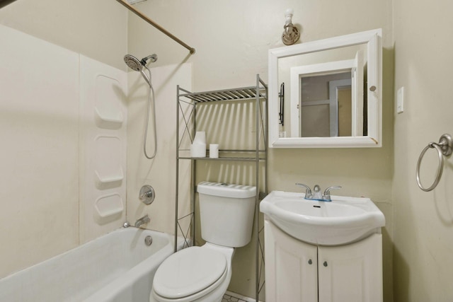 full bathroom featuring vanity, toilet, and shower / bathing tub combination