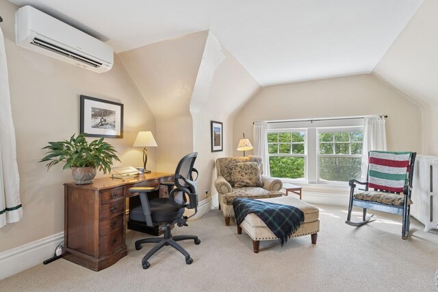 1941 James Ave S, Minneapolis, MN 55403 - home office with an AC wall unit, carpet flooring, and vaulted ceiling