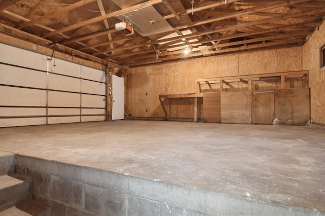 garage with a garage door opener