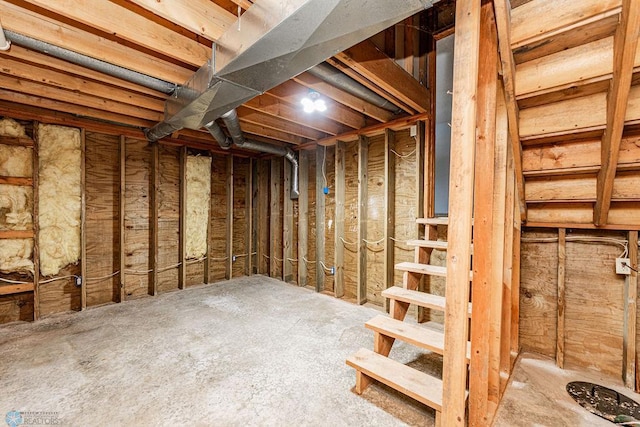 view of unfinished basement