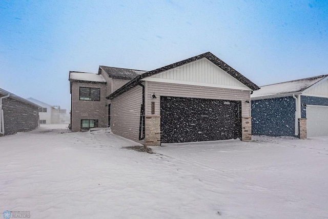 view of snow covered property