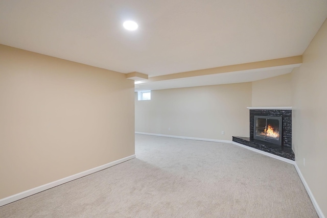 basement with carpet floors