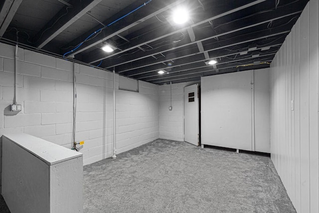 basement with carpet