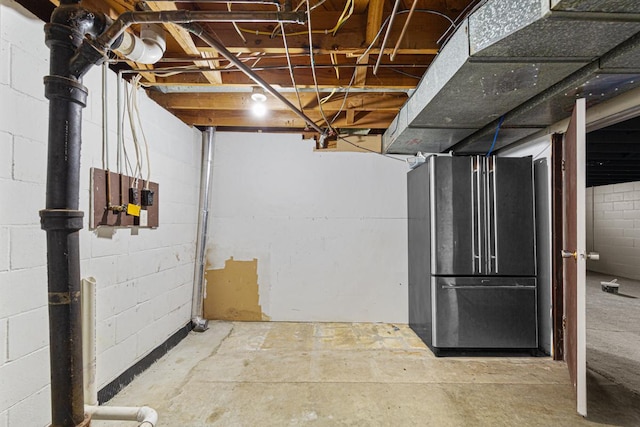 basement with high quality fridge