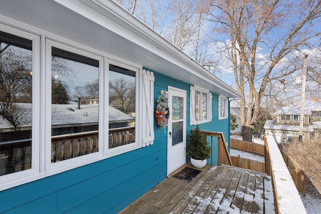 doorway to property featuring a deck