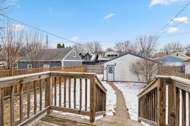 deck featuring an outdoor structure