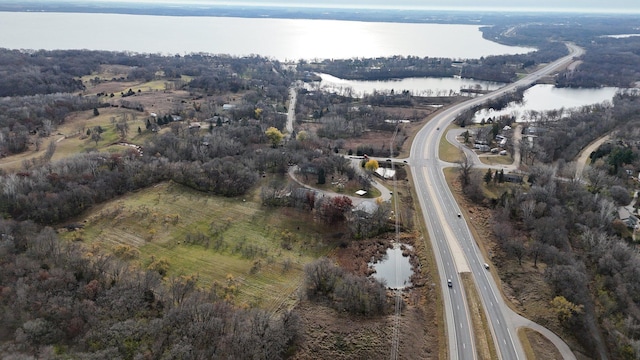 bird's eye view featuring a water view