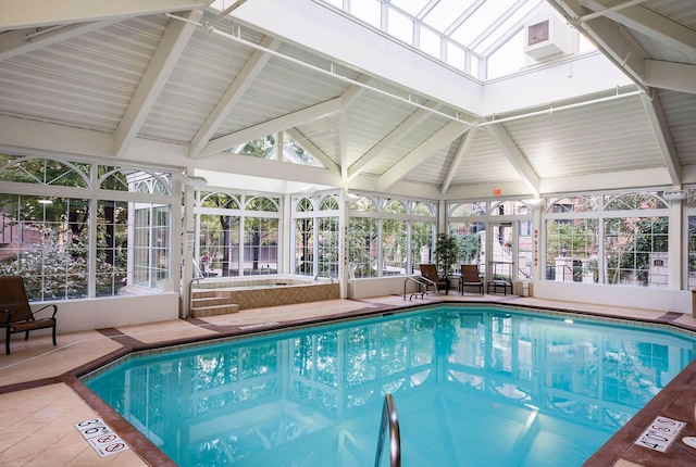 view of swimming pool with a gazebo and a patio area