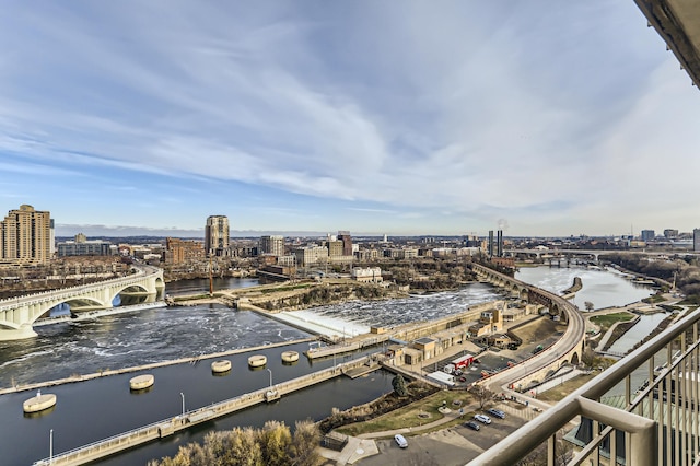 bird's eye view featuring a water view