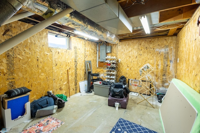 basement with electric panel